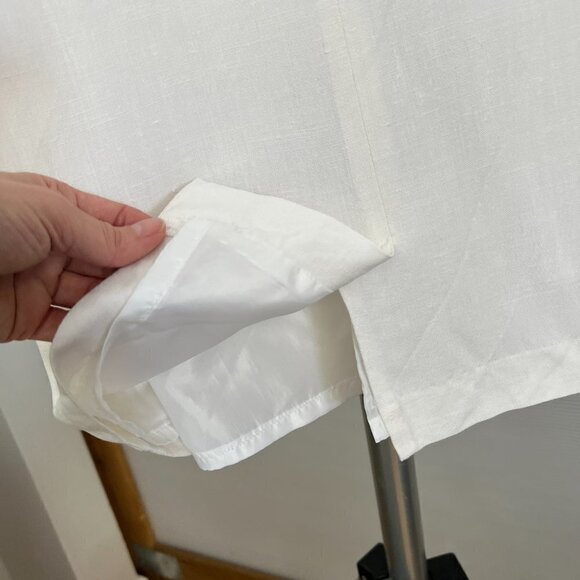 VTG Donna White Linen Black Diamond Geometric Sleeveless Shift Midi Dress‎ Sz 8 - Picture 10 of 14